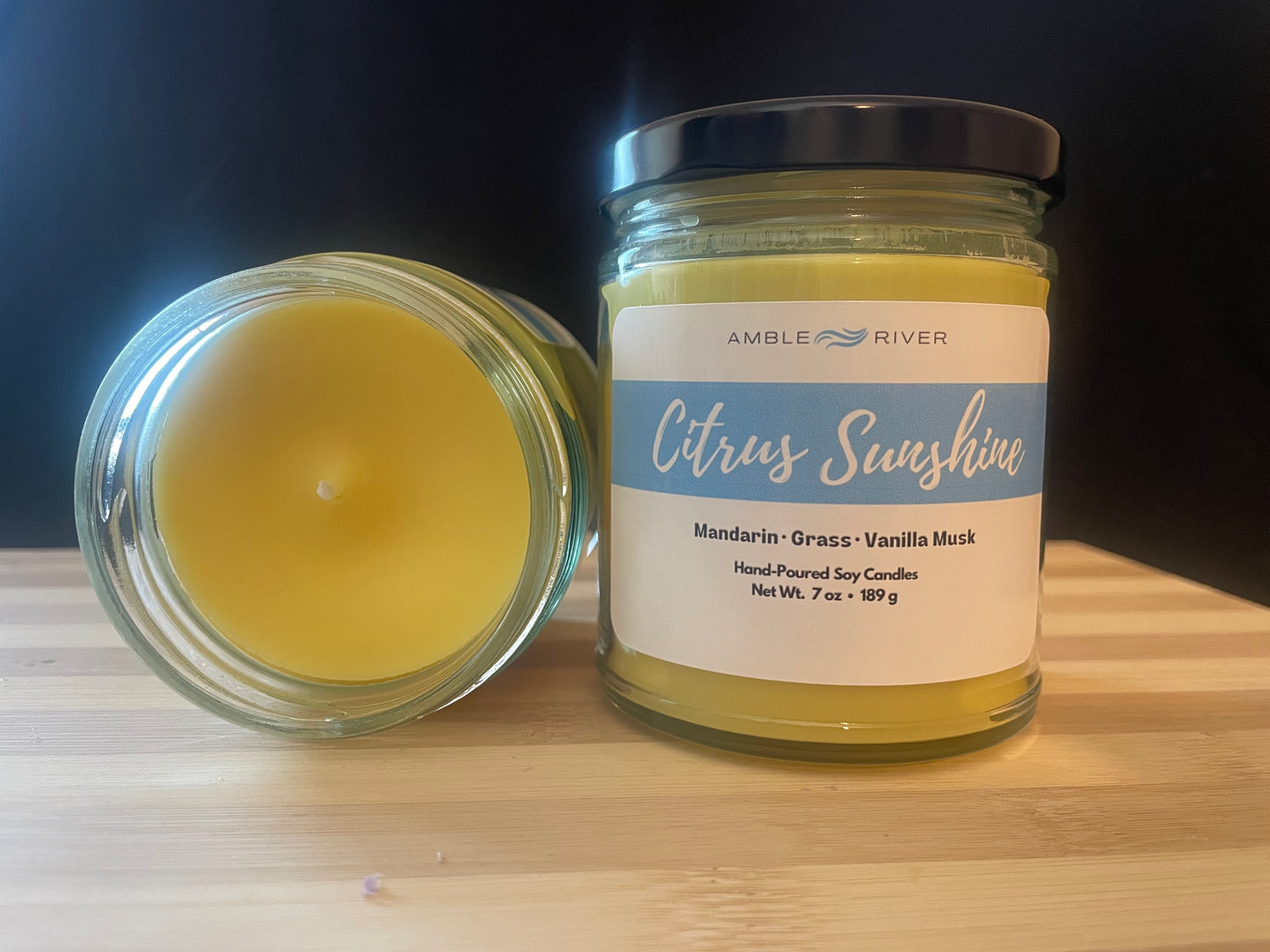 Citrus Sunshine Hand Poured Wax Candle - Light Citrus Fruity Scent