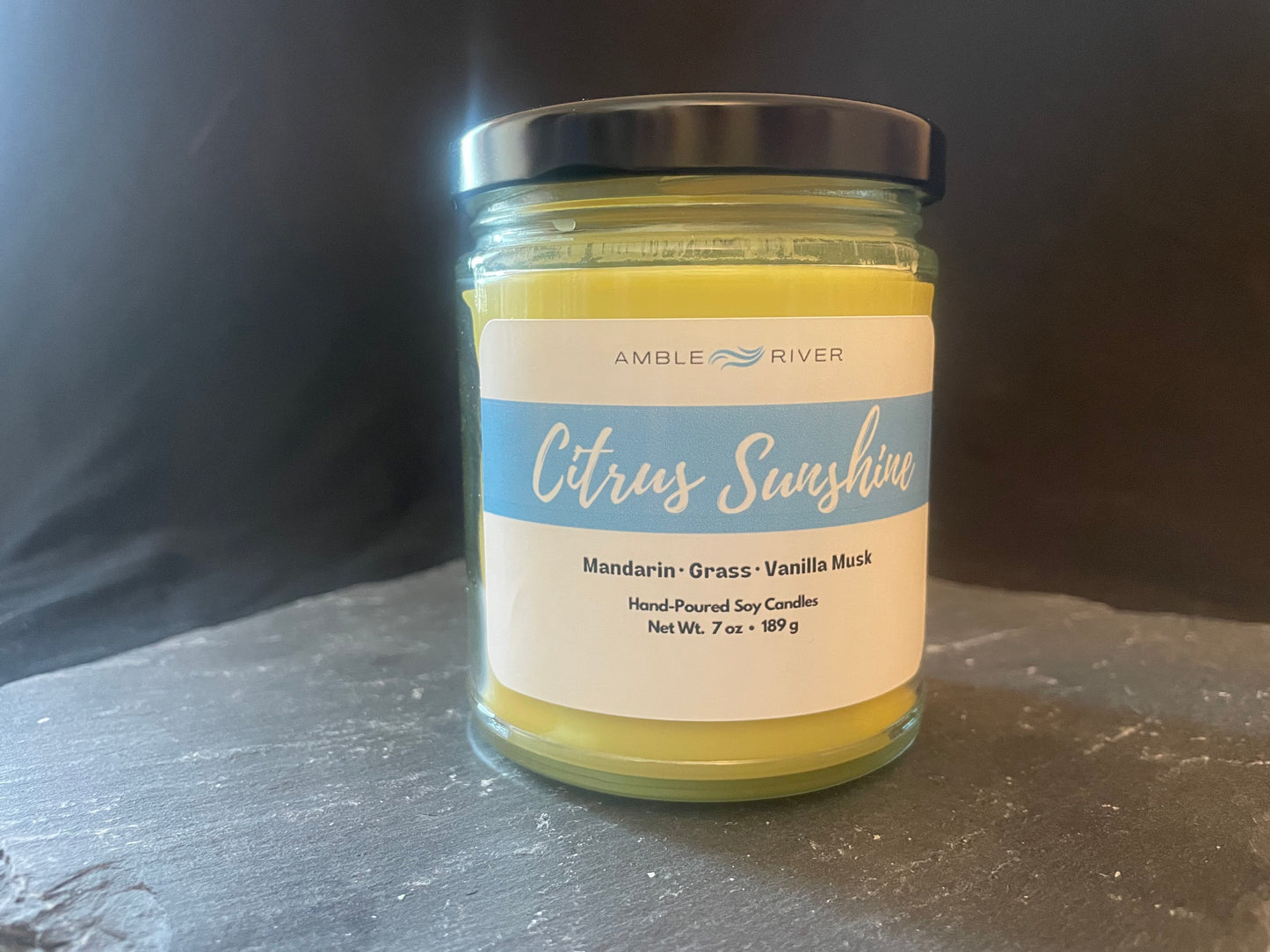 Citrus Sunshine Hand Poured Wax Candle - Light Citrus Fruity Scent