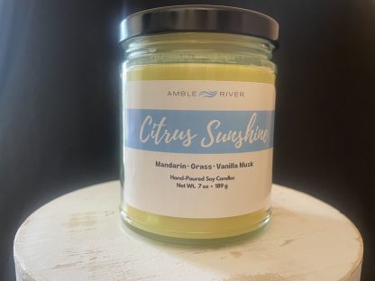 Citrus Sunshine Hand Poured Wax Candle - Light Citrus Fruity Scent