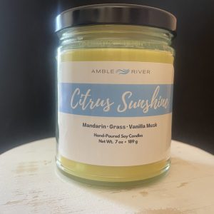 Citrus Sunshine Hand Poured Wax Candle - Light Citrus Fruity Scent