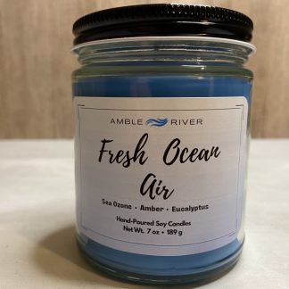 Fresh Ocean Air Hand Poured Candle - Mint, Lily, & Cedarwood Scent