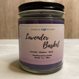 Lavender Basket Hand Poured Candle - Lavender & Bamboo Scent