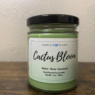 Cactus Bloom Hand Poured Wax Candle - Rose and Honeydew Scent